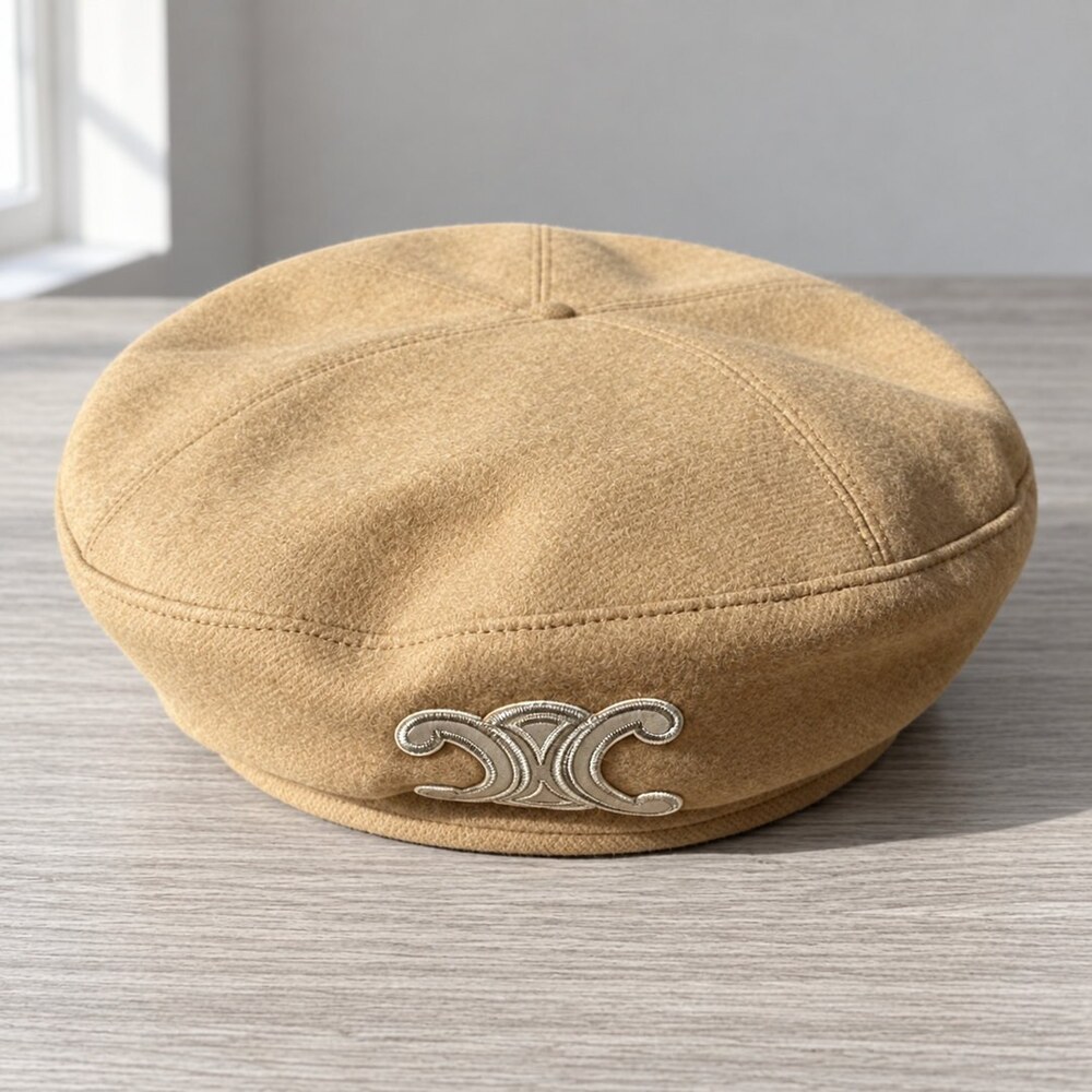 CELINE Triomphe Camel Wool Beret